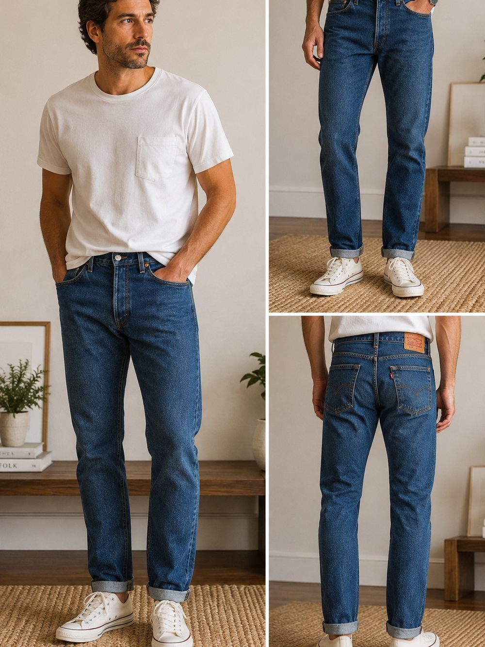 Levi's 501s Men's Straight Jeans in Medium Blue Denim